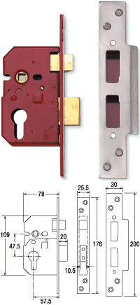 Union 2244E Euro Cylinder Sashlock (Case Only) 78mm