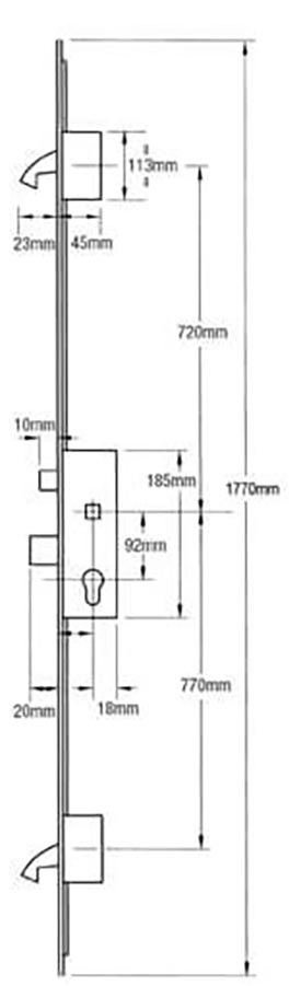 WINKHAUS AV2 Auto Locking Lever Operated Latch & Deadbolt 20mm Radius - 2 Hook - TIMBER DOORS view 2