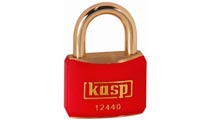 Kasp 124 40mm Brass Padlock Colour Red