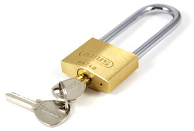ABUS 65IB/40 Brass Padlock - 63mm Stainless Steel Long Shackle view 2