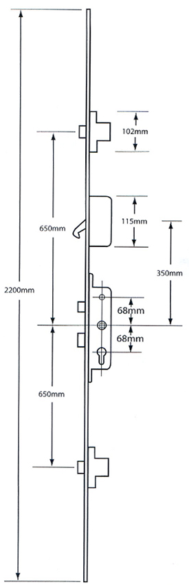 Fullex 2 Deadbolts - 1 Hook - Split Spindle : UPVC Multi-Point Locking Mechanism  view 2