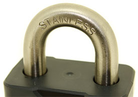 Squire SS50CS Closed Shackle Marine Grade Padlock with stormcover view 2