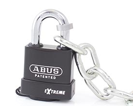 ABUS 83WP/63 Weatherproof Hardened steel Padlock with Chain Attachment and 0.5m chain
